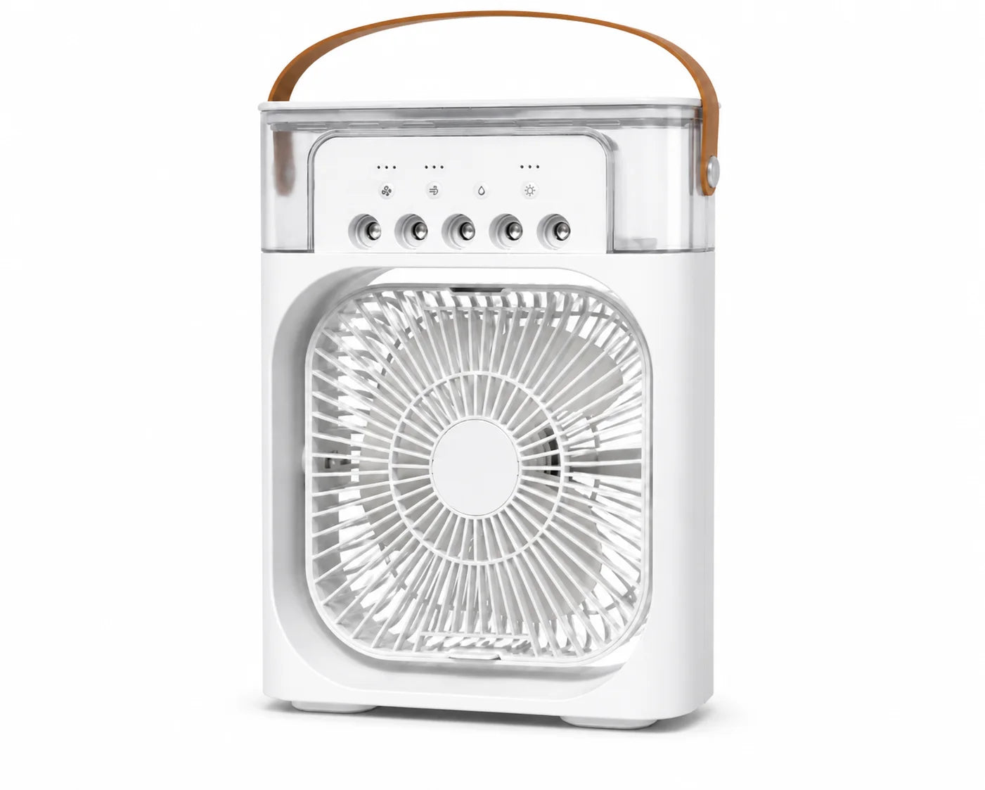 Abanico Mini aire acondicionado portátil USB con tanque de agua: 4 en 1 (ventilador, humidificador, luz LED). Con 3 velocidades, oscilación automática y temporizador de 2-6 horas. ¡Fresco, práctico y compacto para cualquier espacio!