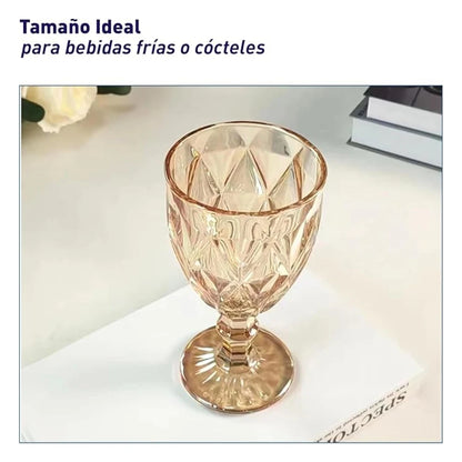 🥂 Set de 6 copas de vidrio ámbar 240ml: diseño elegante, resistente y perfecto para bebidas diarias o reuniones especiales. ¡Un toque retro que realza tu mesa!