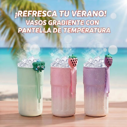 Termo inteligente de acero inoxidable 316 con pantalla LED de temperatura, 450ml. Mantiene café, té o agua a la temperatura ideal. Portátil, hermético y perfecto para oficina, gimnasio o viajes. ¡Tecnología y estilo en cada sorbo!