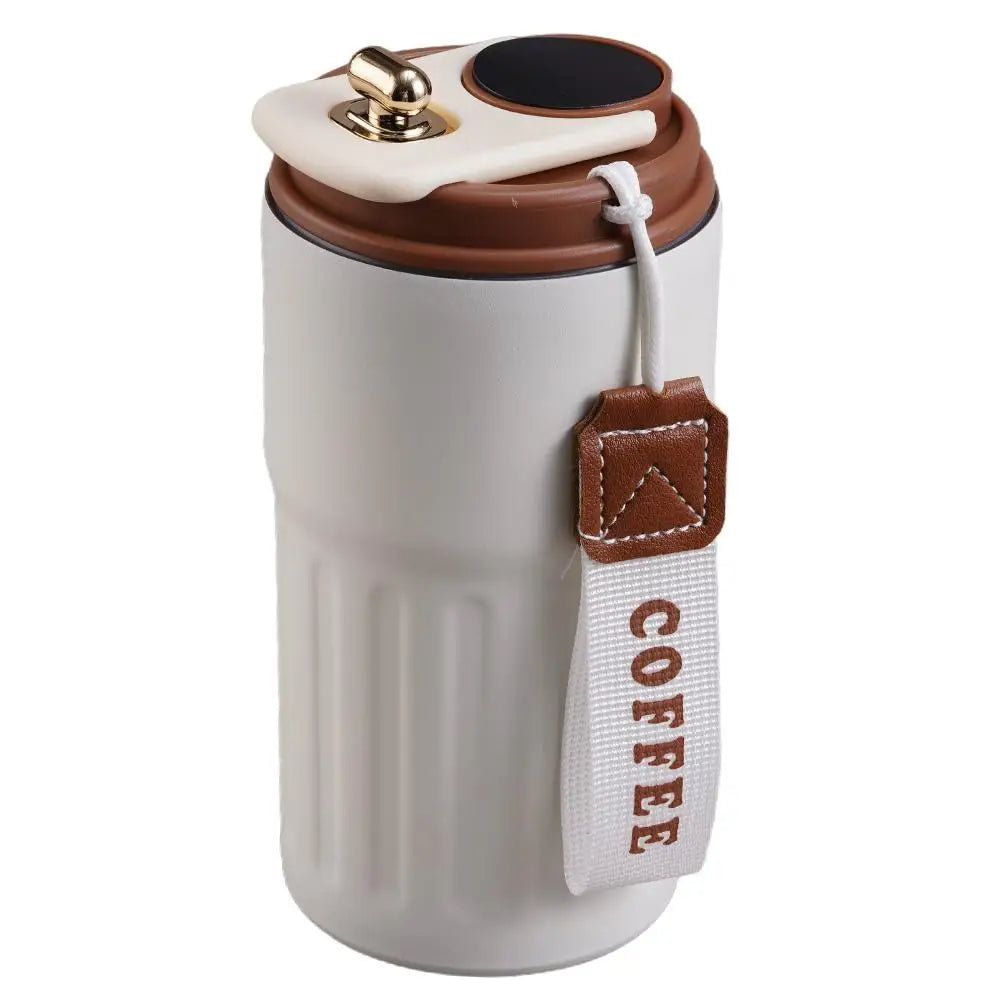 Termo inteligente de acero inoxidable 316 con pantalla LED de temperatura, 450ml. Mantiene café, té o agua a la temperatura ideal. Portátil, hermético y perfecto para oficina, gimnasio o viajes. ¡Tecnología y estilo en cada sorbo!