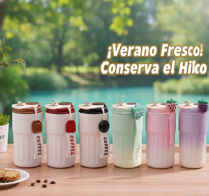Termo inteligente de acero inoxidable 316 con pantalla LED de temperatura, 450ml. Mantiene café, té o agua a la temperatura ideal. Portátil, hermético y perfecto para oficina, gimnasio o viajes. ¡Tecnología y estilo en cada sorbo!