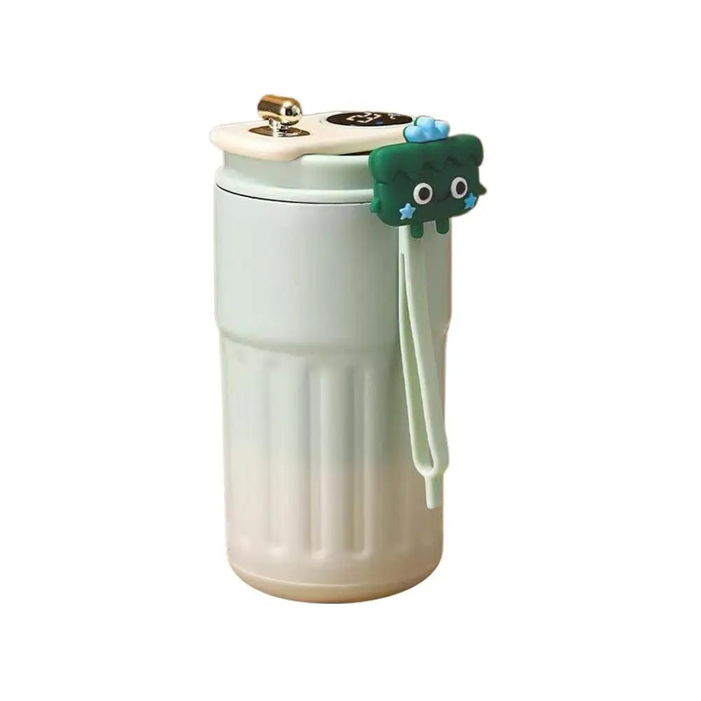 Termo inteligente de acero inoxidable 316 con pantalla LED de temperatura, 450ml. Mantiene café, té o agua a la temperatura ideal. Portátil, hermético y perfecto para oficina, gimnasio o viajes. ¡Tecnología y estilo en cada sorbo!