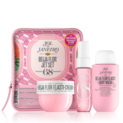 Set Sol de Janeiro: incluye mist de perfume 30ml, aceite de ducha 90ml y manteca corporal 50ml. Fragancias irresistibles y cuidado duradero para cabello y piel. ¡Luce y huele espectacular todo el día!