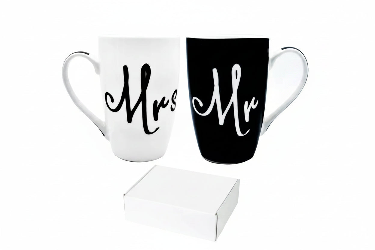 Set Mr & Mrs. 500ml white/black B.G porcelain coffee cups Set