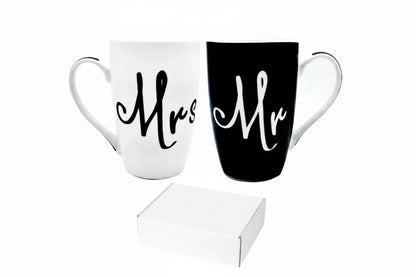 Set Mr & Mrs. 500ml white/black B.G porcelain coffee cups Set