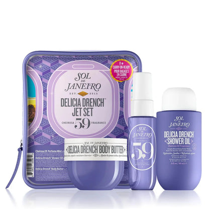 Set Sol de Janeiro: incluye mist de perfume 30ml, aceite de ducha 90ml y manteca corporal 50ml. Fragancias irresistibles y cuidado duradero para cabello y piel. ¡Luce y huele espectacular todo el día!