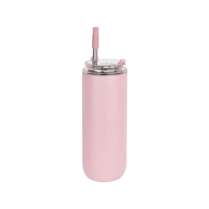 Vaso térmico con popote:  480 ml con Popote Vaso térmico de acero inoxidable con capacidad de 480 ml. Incluye popote, ideal para mantener frías tus bebidas favoritas. Perfecto para uso diario en casa, oficina o actividades al aire libre.