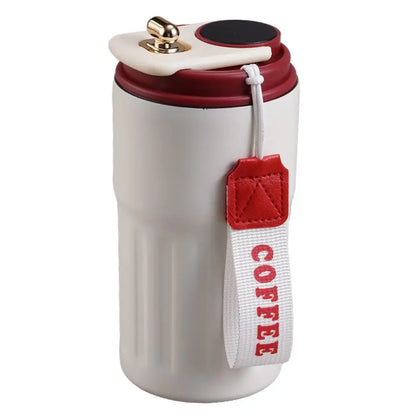 Termo inteligente de acero inoxidable 316 con pantalla LED de temperatura, 450ml. Mantiene café, té o agua a la temperatura ideal. Portátil, hermético y perfecto para oficina, gimnasio o viajes. ¡Tecnología y estilo en cada sorbo!