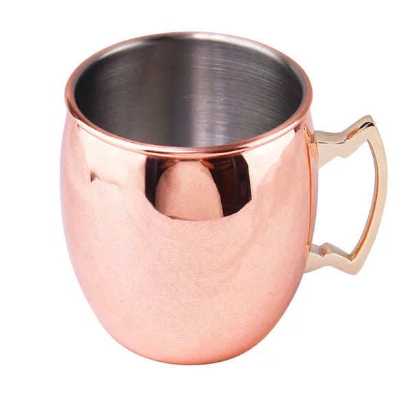 Taza Moscow Mule de acero con asa: resistente, elegante y perfecta para cerveza, vino o cócteles. ¡Un toque moderno que convierte cada brindis en una experiencia única!