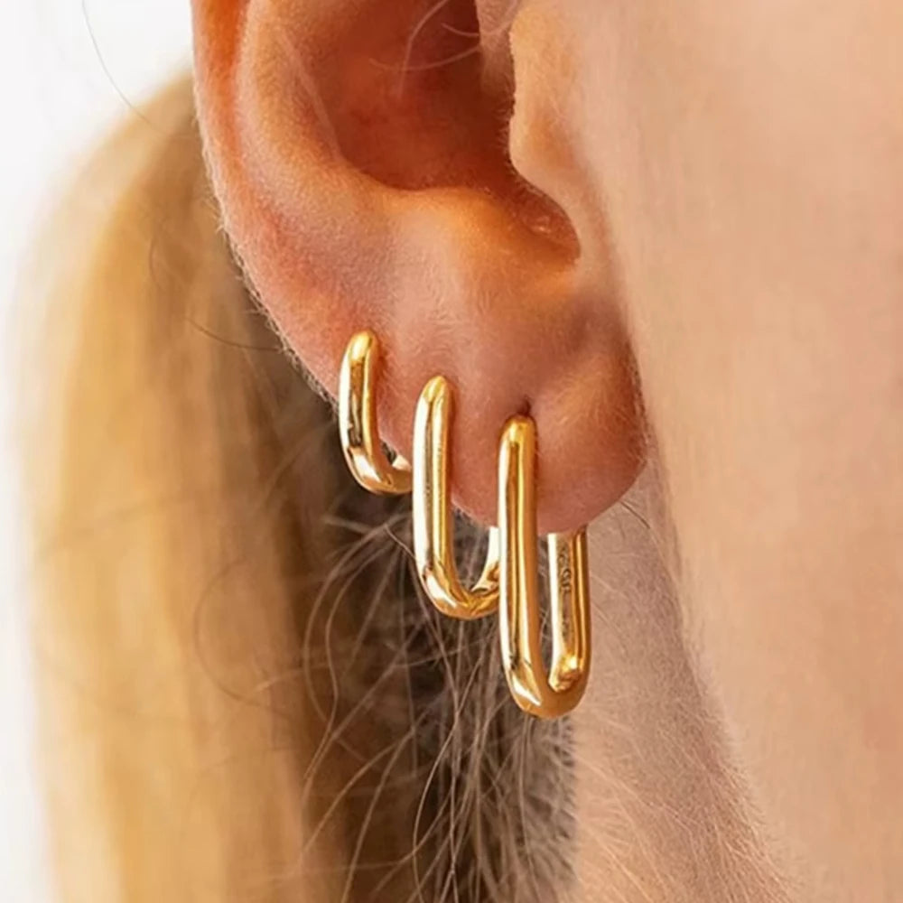 ✨ Aretes Aro Cuadrado Acero Inoxidable