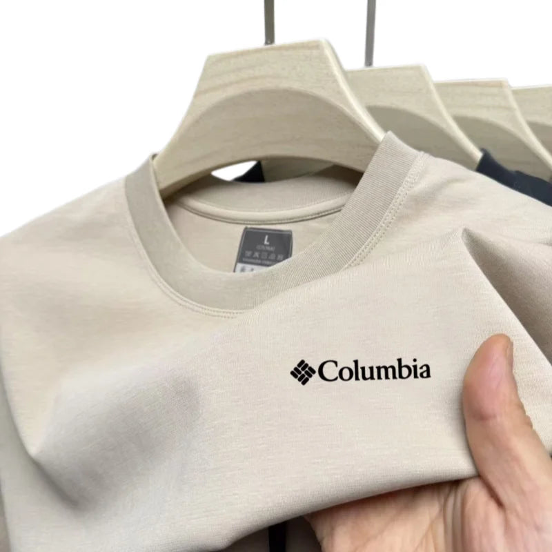 👕 Playera de verano para hombre, cuello redondo y bordado elegante. Cintura alta, ligera, transpirable y cómoda para el día a día o la oficina. ¡Estilo simple con un toque de lujo!