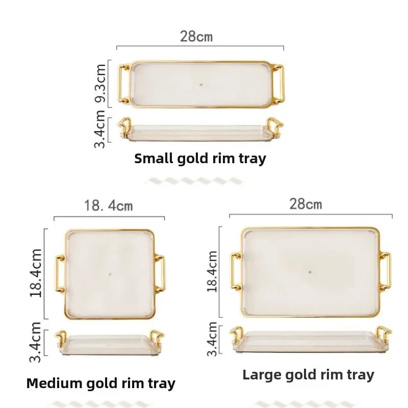 ✨ Bandeja rectangular estilo luxury para el hogar. Ideal para organizar cosméticos, vasos de agua o accesorios en sala, hotel o apartamento. Elegante, práctica y versátil para cualquier espacio.
