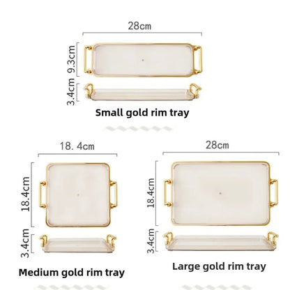 ✨ Bandeja rectangular estilo luxury para el hogar. Ideal para organizar cosméticos, vasos de agua o accesorios en sala, hotel o apartamento. Elegante, práctica y versátil para cualquier espacio.