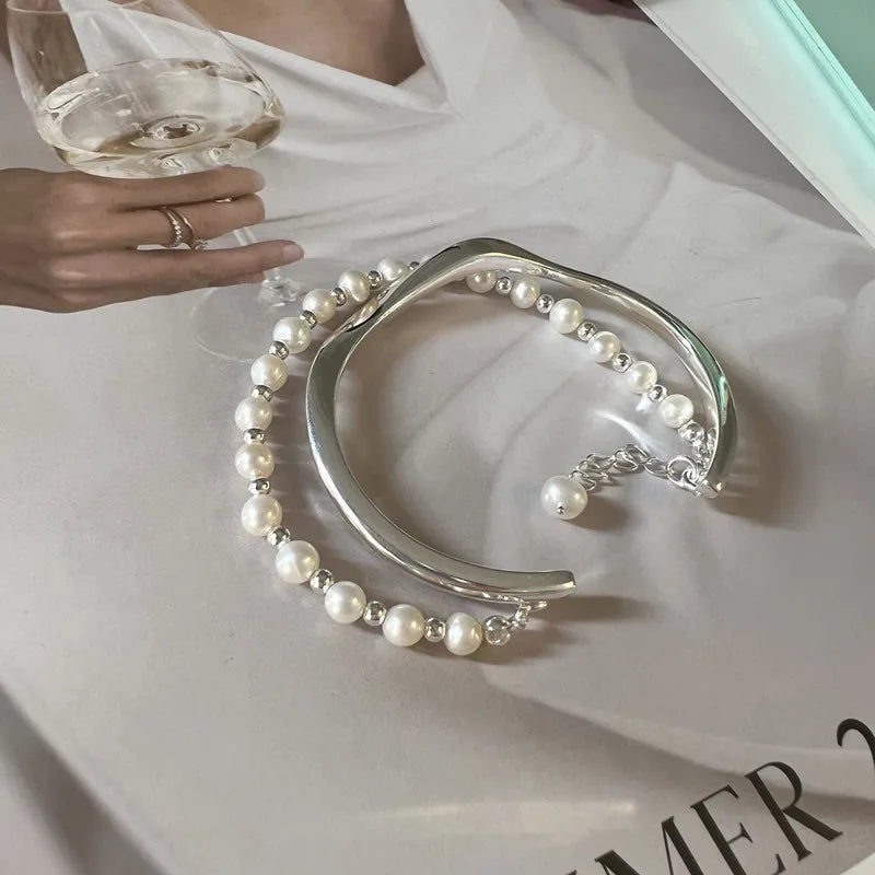 ✨Pulsera punk de plata 925 con cuentas geométricas e inscripción “Peace of Mind”. Diseño irregular y ajustable, ideal para mujer o niña. Joyería de moda perfecta como regalo especial.
