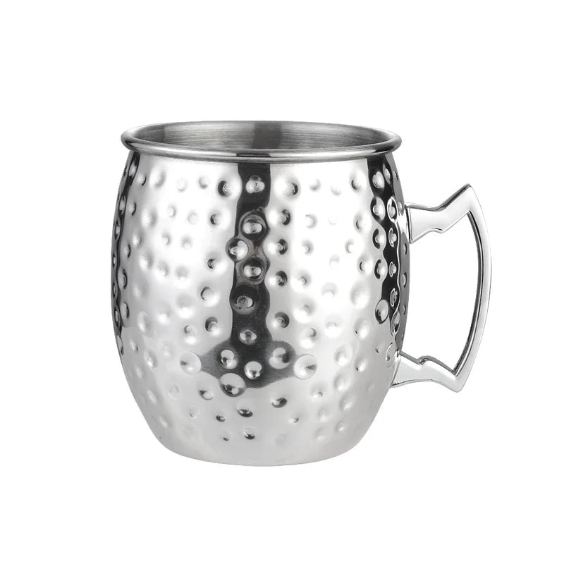 Taza Moscow Mule de acero con asa: resistente, elegante y perfecta para cerveza, vino o cócteles. ¡Un toque moderno que convierte cada brindis en una experiencia única!