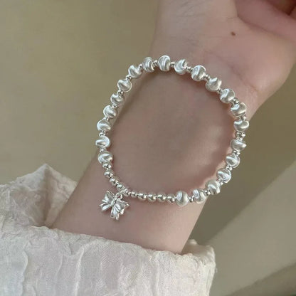 ✨Pulsera punk de plata 925 con cuentas geométricas e inscripción “Peace of Mind”. Diseño irregular y ajustable, ideal para mujer o niña. Joyería de moda perfecta como regalo especial.