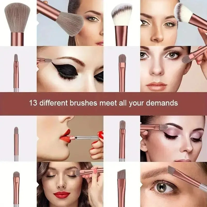 Set de brochas de maquillaje profesionales: suaves y esponjosas para base, polvo, sombras y difuminado. Incluye kabuki y blending, ideales para un acabado perfecto.
