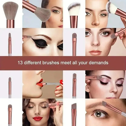 Set de brochas de maquillaje profesionales: suaves y esponjosas para base, polvo, sombras y difuminado. Incluye kabuki y blending, ideales para un acabado perfecto.