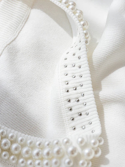 👚 Chaleco tejido estilo coreano para mujer. Top sin mangas con cuentas decorativas, diseño sólido y ligero. Perfecto para verano, casual y a la moda.