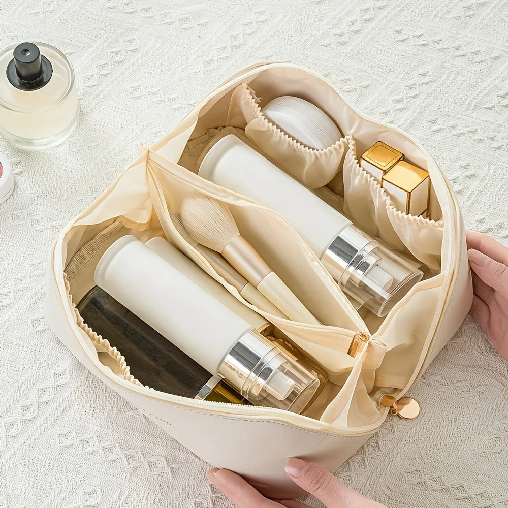 Organizador de maquillaje y kit de tocador femenino. Bolsa de lujo con cierre, ideal para cosméticos y artículos de viaje. Práctica, elegante y perfecta para mantener todo en orden.