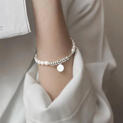 ✨Pulsera punk de plata 925 con cuentas geométricas e inscripción “Peace of Mind”. Diseño irregular y ajustable, ideal para mujer o niña. Joyería de moda perfecta como regalo especial.