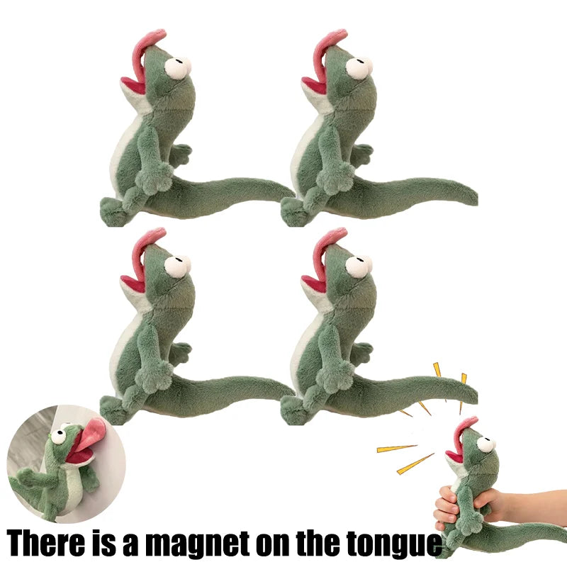 Peluche de Lagartija gritando con lengua magnética, peluche para alivio del estrés squishy