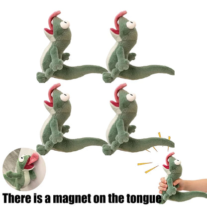 Peluche de Lagartija gritando con lengua magnética, peluche para alivio del estrés squishy