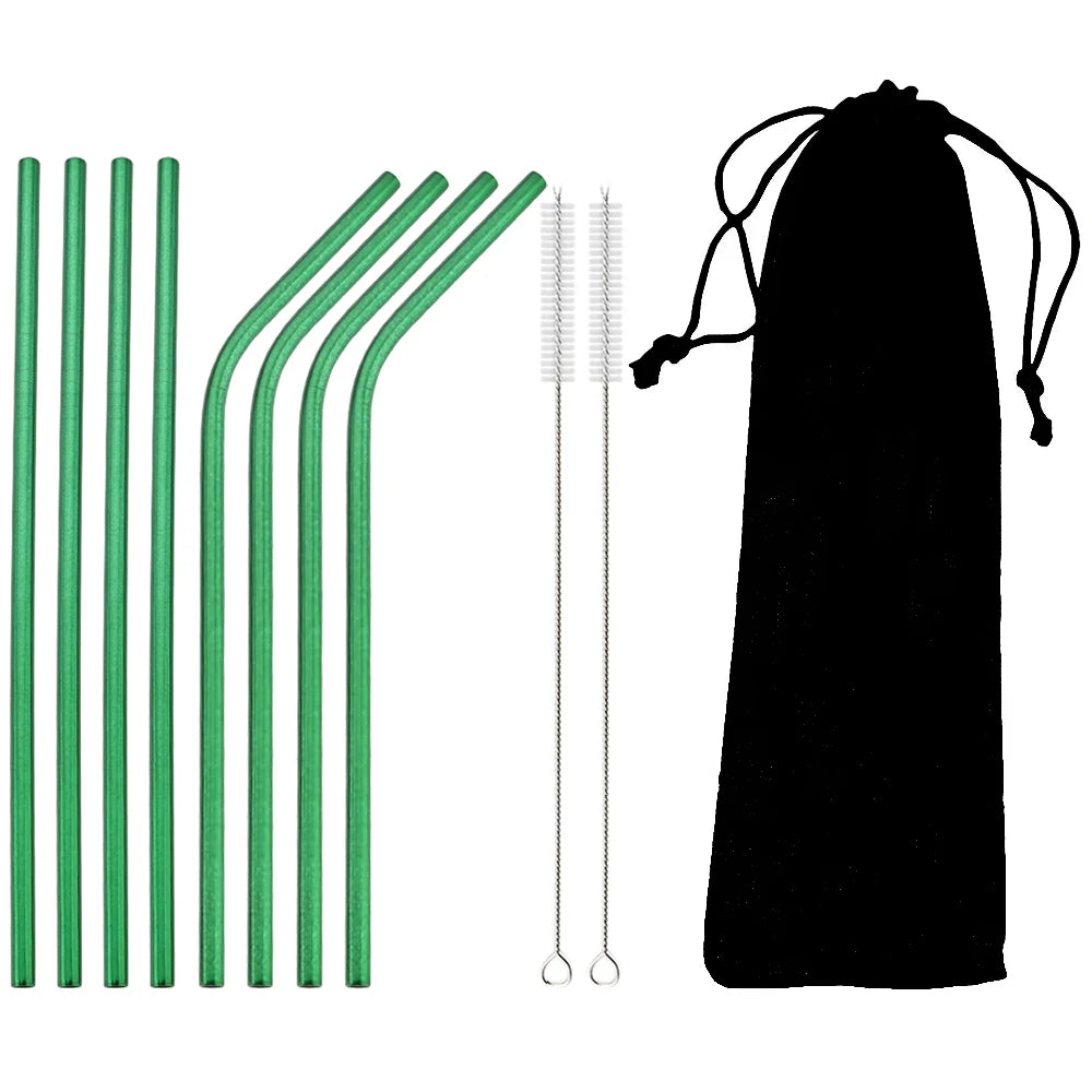 🥤 Set de popotes metálicos reutilizables en acero inoxidable 304, con cepillo de limpieza incluido. Coloridos, resistentes y perfectos para cócteles, vasos y bebidas diarias.