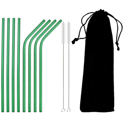 🥤 Set de popotes metálicos reutilizables en acero inoxidable 304, con cepillo de limpieza incluido. Coloridos, resistentes y perfectos para cócteles, vasos y bebidas diarias.