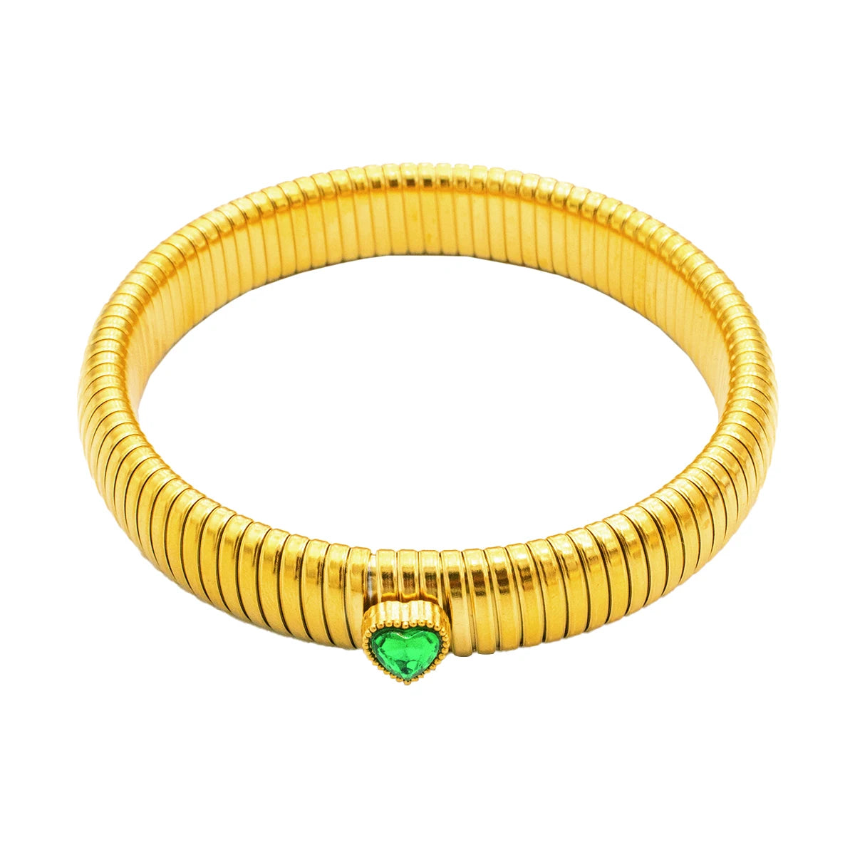 Pulsera retro de acero inoxidable, impermeable y elástica, con acabado pulido y baño de oro 18K. Joyería de moda unisex para hombre y mujer