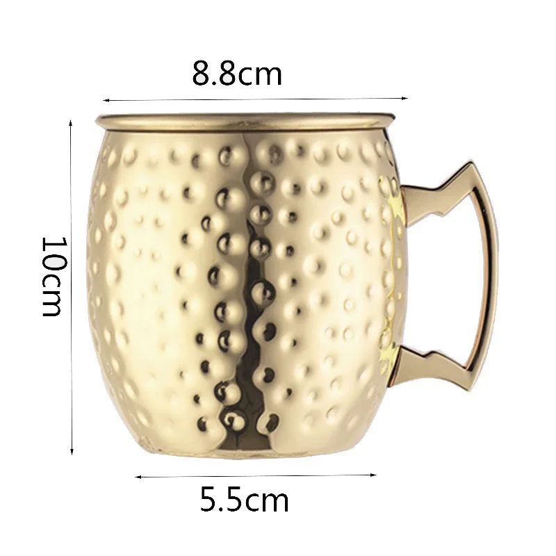 Taza Moscow Mule de acero con asa: resistente, elegante y perfecta para cerveza, vino o cócteles. ¡Un toque moderno que convierte cada brindis en una experiencia única!