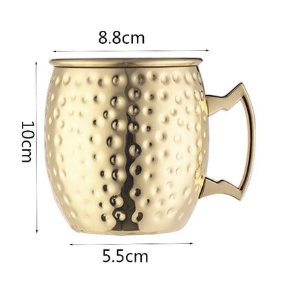 Taza Moscow Mule de acero con asa: resistente, elegante y perfecta para cerveza, vino o cócteles. ¡Un toque moderno que convierte cada brindis en una experiencia única!