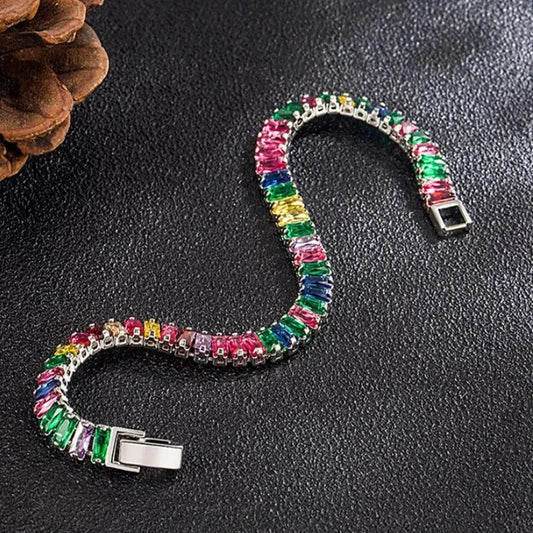 💎 Pulsera Andara Plata 925 con Cristales de colores