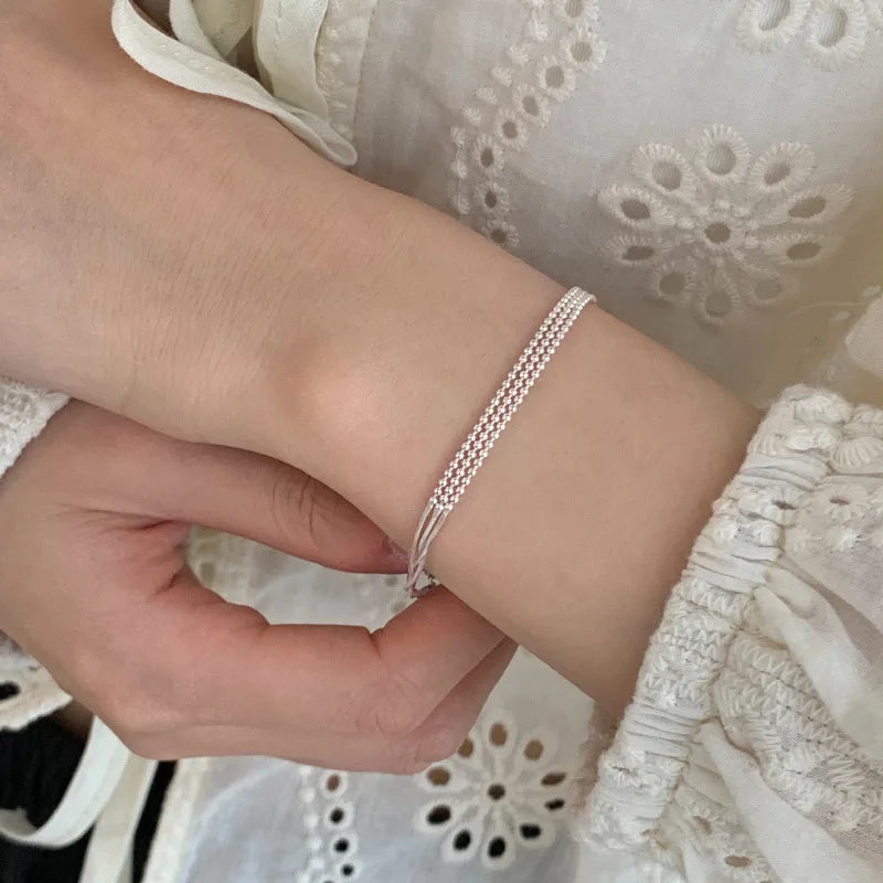 ✨Pulsera punk de plata 925 con cuentas geométricas e inscripción “Peace of Mind”. Diseño irregular y ajustable, ideal para mujer o niña. Joyería de moda perfecta como regalo especial.
