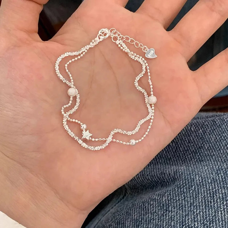 ✨Pulsera punk de plata 925 con cuentas geométricas e inscripción “Peace of Mind”. Diseño irregular y ajustable, ideal para mujer o niña. Joyería de moda perfecta como regalo especial.