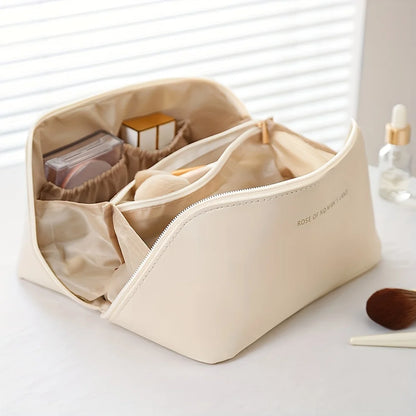 Organizador de maquillaje y kit de tocador femenino. Bolsa de lujo con cierre, ideal para cosméticos y artículos de viaje. Práctica, elegante y perfecta para mantener todo en orden.