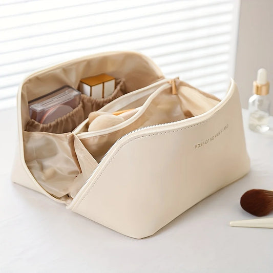 Organizador de maquillaje y kit de tocador femenino. Bolsa de lujo con cierre, ideal para cosméticos y artículos de viaje. Práctica, elegante y perfecta para mantener todo en orden.