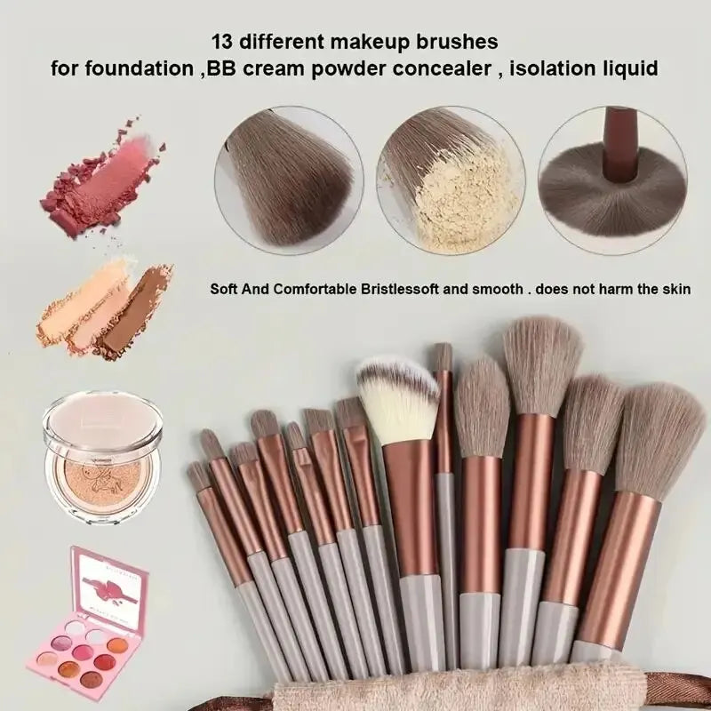 Set de brochas de maquillaje profesionales: suaves y esponjosas para base, polvo, sombras y difuminado. Incluye kabuki y blending, ideales para un acabado perfecto.
