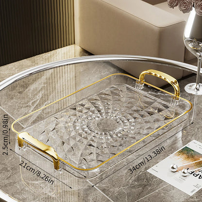 Bandeja plástica de gran capacidad con asas dobles. Ideal para postres, frutas, joyería o accesorios. Práctica y decorativa para organizar tu cocina o cualquier espacio del hogar.