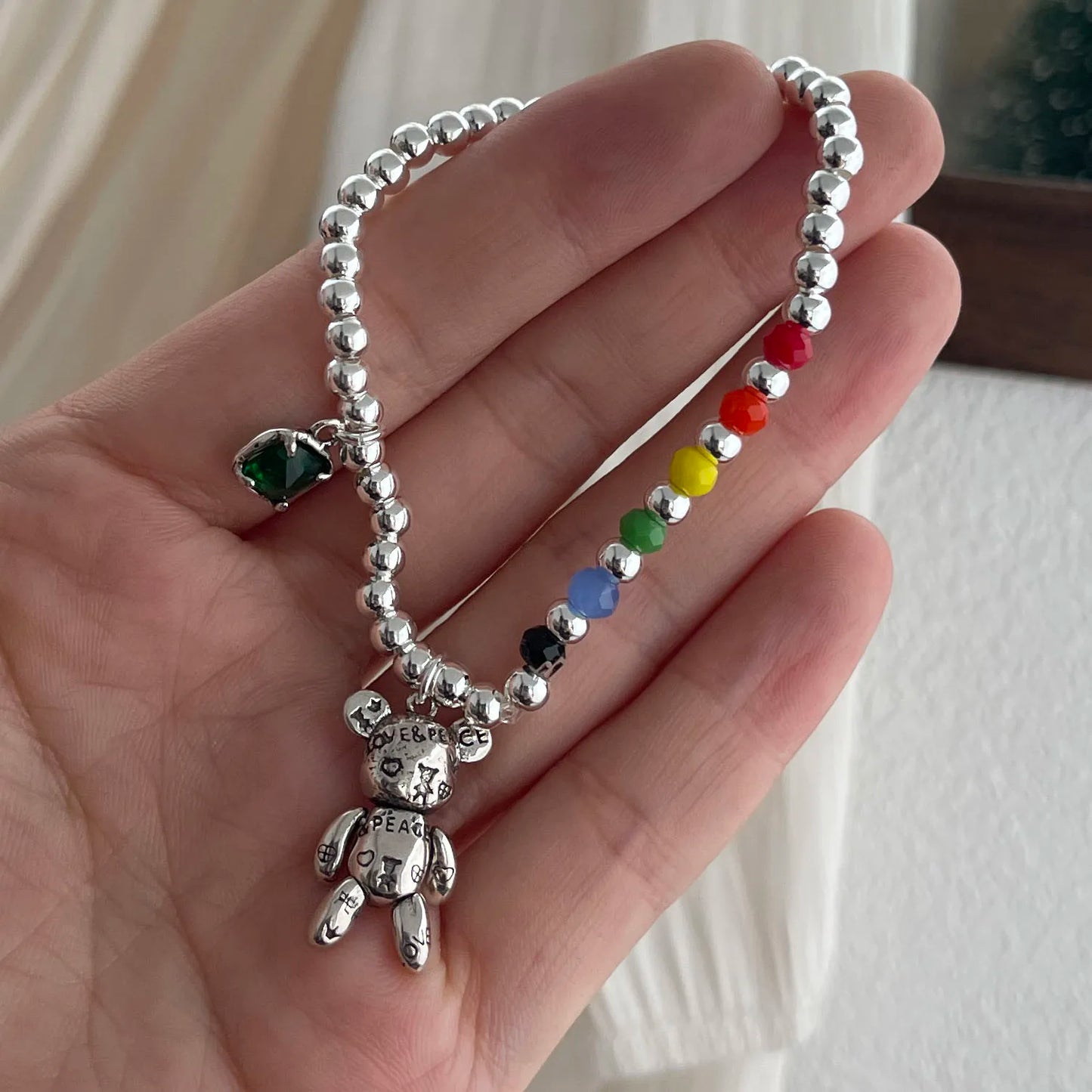 Pulseras de plata 925 para mujer y hombre, accesorios de moda vintage con cuentas y dije, joyería de fiesta