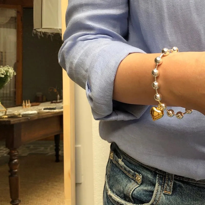 ✨Pulsera punk de plata 925 con cuentas geométricas e inscripción “Peace of Mind”. Diseño irregular y ajustable, ideal para mujer o niña. Joyería de moda perfecta como regalo especial.