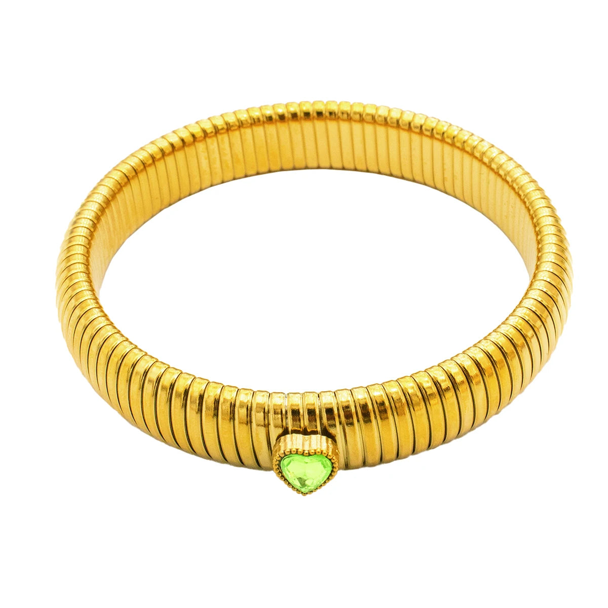 Pulsera retro de acero inoxidable, impermeable y elástica, con acabado pulido y baño de oro 18K. Joyería de moda unisex para hombre y mujer