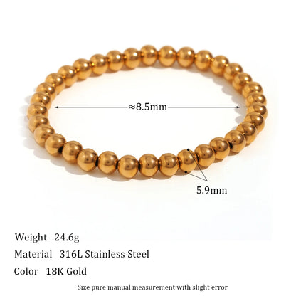 Pulsera MamacitaSlay de cuentas elásticas en acero inoxidable 316L, bañada en oro 18K. Resistente al agua, de alta calidad y perfecta como regalo elegante.