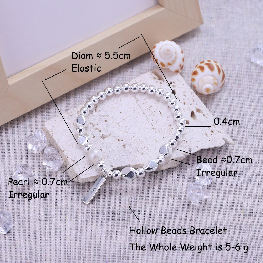✨Pulsera punk de plata 925 con cuentas geométricas e inscripción “Peace of Mind”. Diseño irregular y ajustable, ideal para mujer o niña. Joyería de moda perfecta como regalo especial.