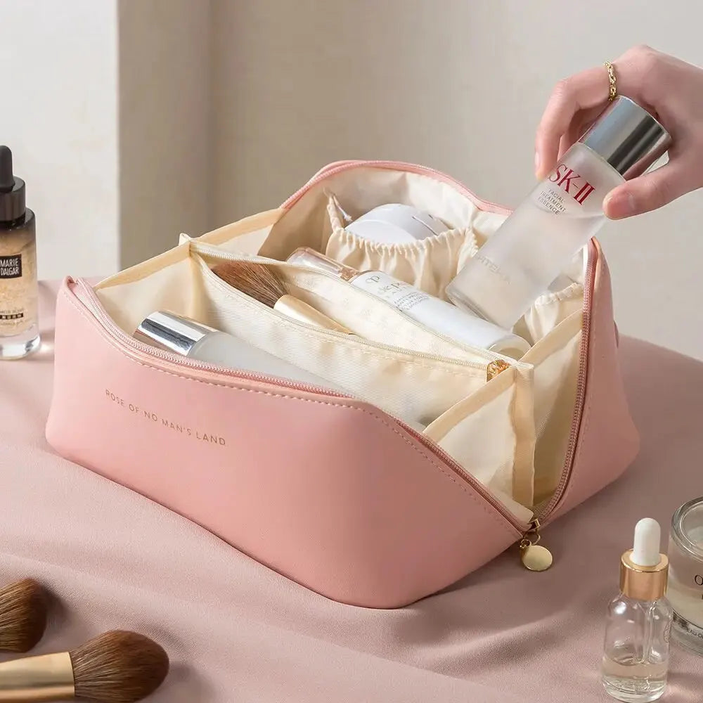 Organizador de maquillaje y kit de tocador femenino. Bolsa de lujo con cierre, ideal para cosméticos y artículos de viaje. Práctica, elegante y perfecta para mantener todo en orden.