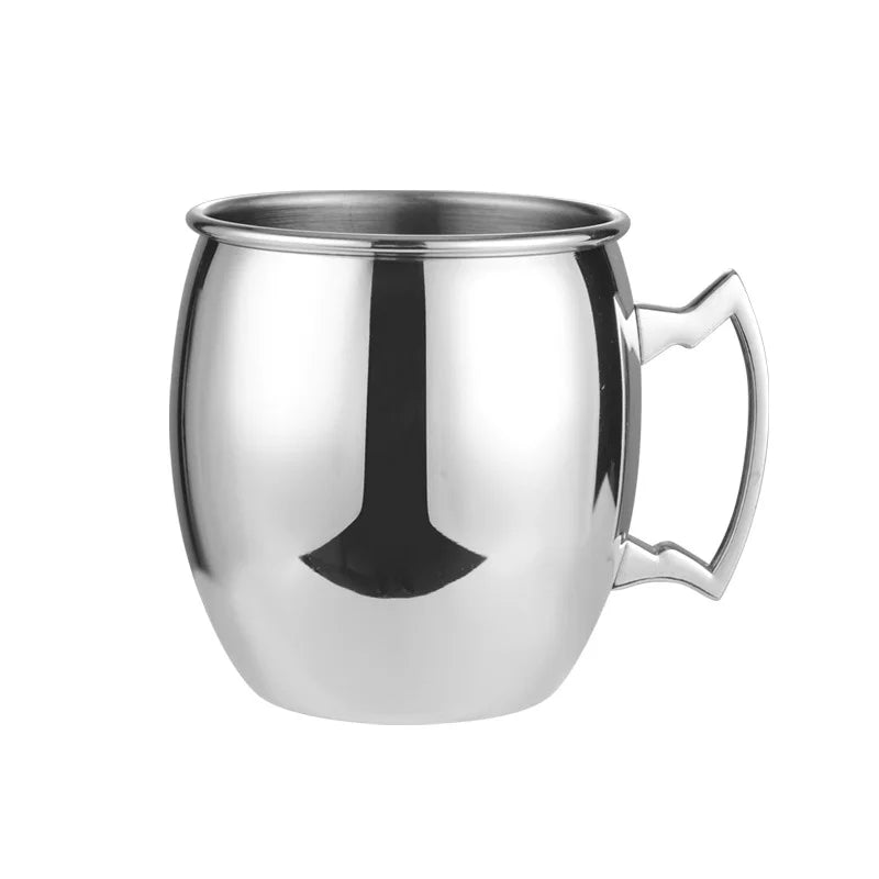 Taza Moscow Mule de acero con asa: resistente, elegante y perfecta para cerveza, vino o cócteles. ¡Un toque moderno que convierte cada brindis en una experiencia única!