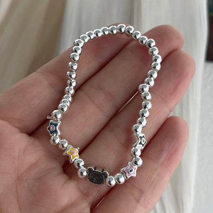 Pulseras de plata 925 para mujer y hombre, accesorios de moda vintage con cuentas y dije, joyería de fiesta
