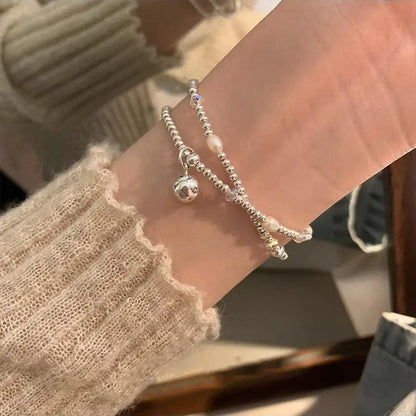 ✨Pulsera punk de plata 925 con cuentas geométricas e inscripción “Peace of Mind”. Diseño irregular y ajustable, ideal para mujer o niña. Joyería de moda perfecta como regalo especial.