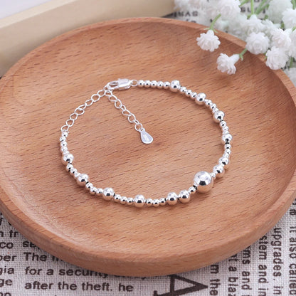 ✨Pulsera punk de plata 925 con cuentas geométricas e inscripción “Peace of Mind”. Diseño irregular y ajustable, ideal para mujer o niña. Joyería de moda perfecta como regalo especial.