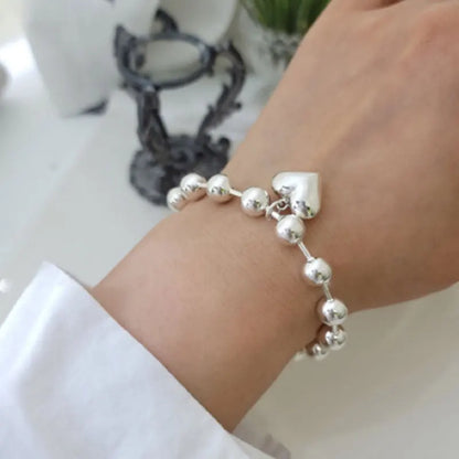 ✨Pulsera punk de plata 925 con cuentas geométricas e inscripción “Peace of Mind”. Diseño irregular y ajustable, ideal para mujer o niña. Joyería de moda perfecta como regalo especial.